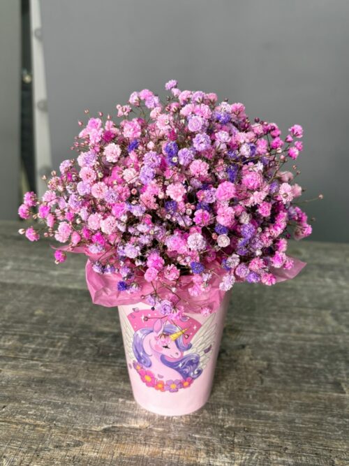 Букет с гипсофилой "Радужное послание 💖"