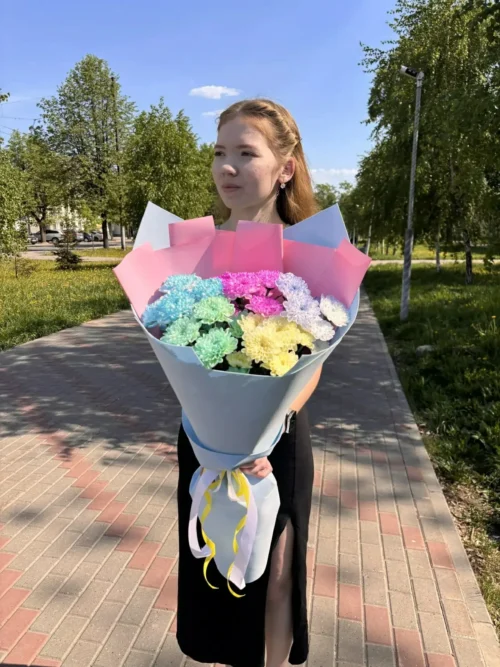 Дофаминовый букет хризантемы 5