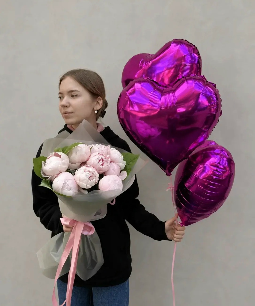 Комбо набор пионы + сердца