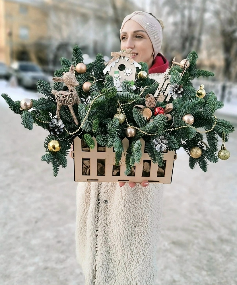 "Новогоднее настроение" композиция в ящике