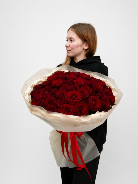 Классика красной розы 55 шт — изображение 5