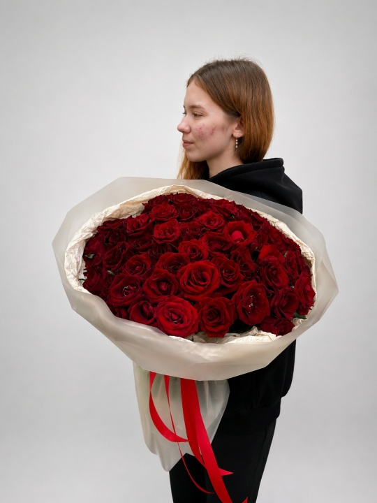 Классика красной розы 55 шт — изображение 6